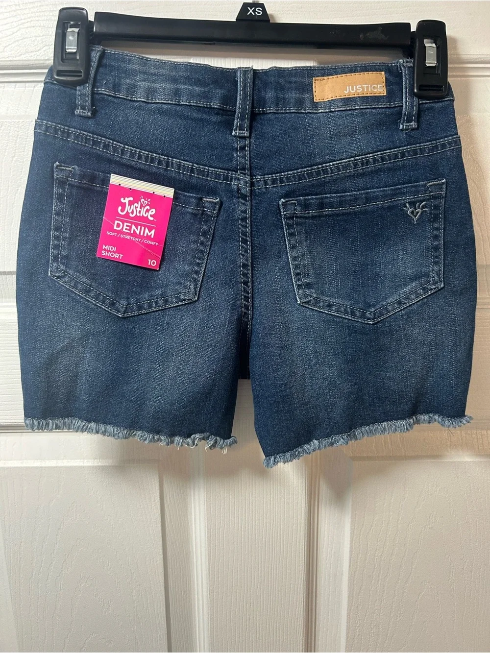 Justice Dark Wash Distressed Denim Shorts - Blue size 10 kids